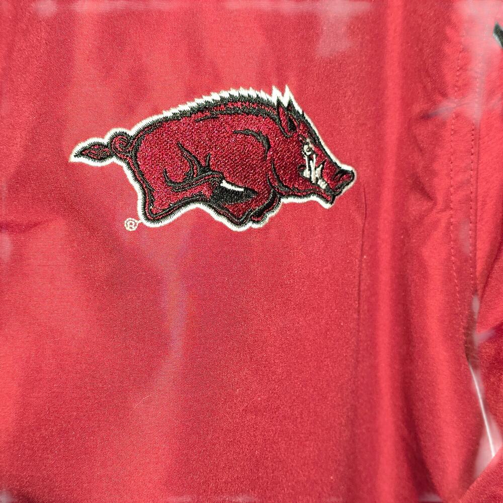 Vintage Arkansas Razorback Full Zip Puffer Jacket NCAA Crable Flannel Lined Med - Picture 3 of 9